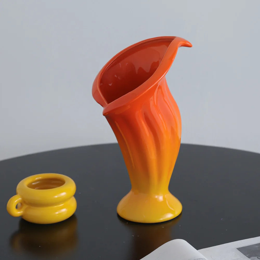 Afralia™ Calla Lily Gradient Ceramic Vase Handicrafts Home Decoration