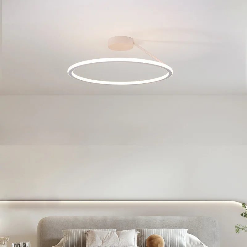 Afralia™ Modern Round LED Ceiling Chandelier Aluminum Dimmable Bedroom Light