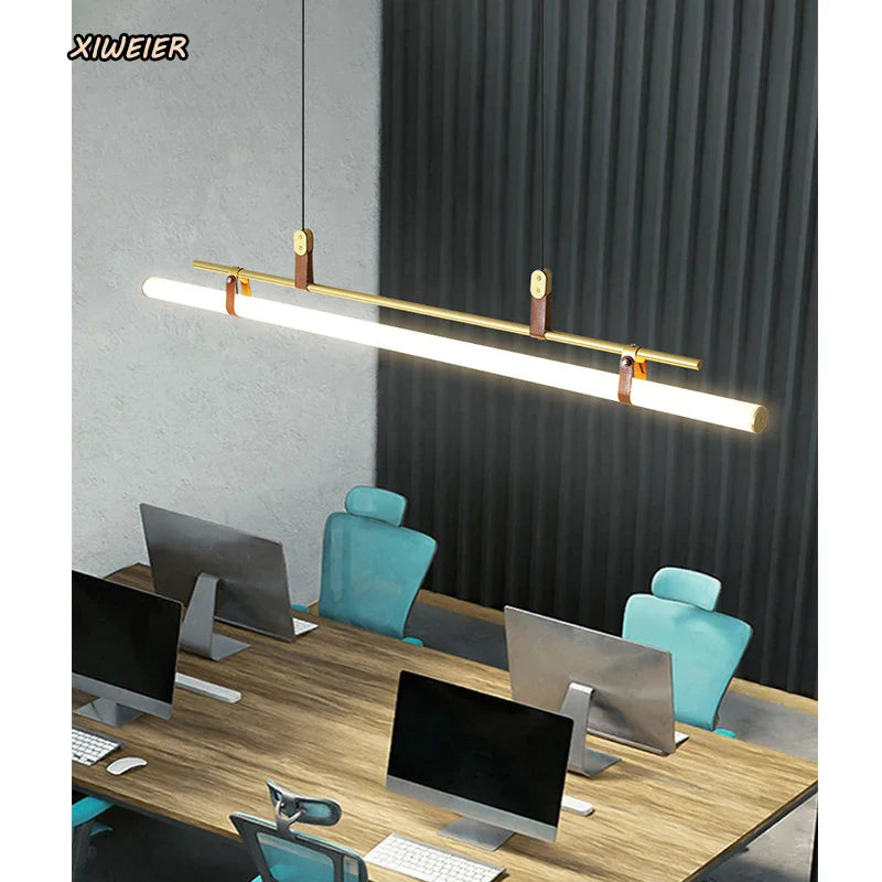 Afralia™ Glass Belt Chandelier: Modern Indoor Restaurant & Office LED Light