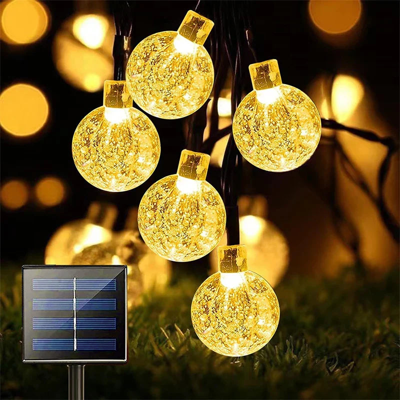 Afralia™ Crystal Fairy Solar String Lights: 8 Modes Waterproof Outdoor Patio Decor.