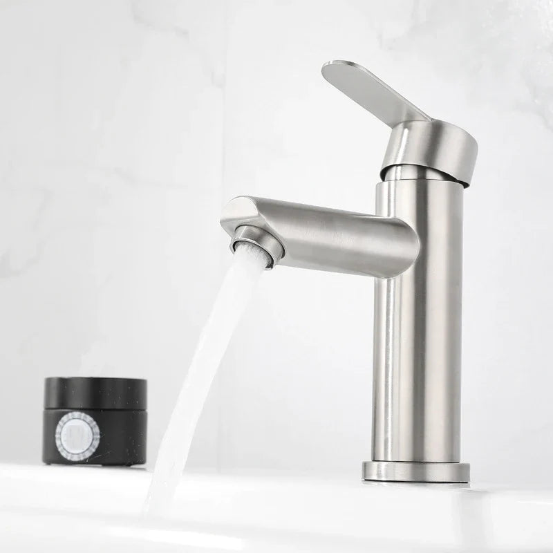 Afralia™ Matte Black Silver Bathroom Faucet Deck Mounted Basin Mixer Tap