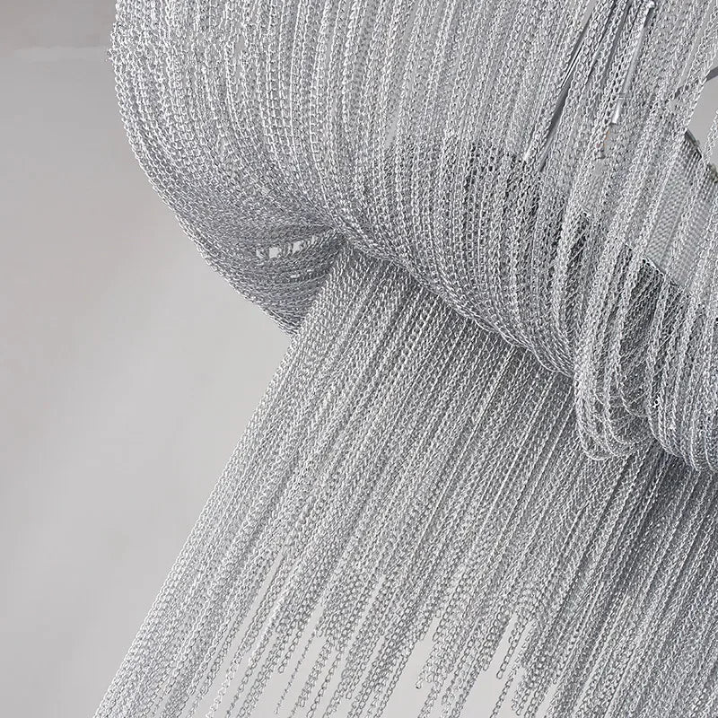 Afralia™ Modern Silver Aluminum Chain Chandelier Luxury Pendant for Hotel Restaurant Decor.