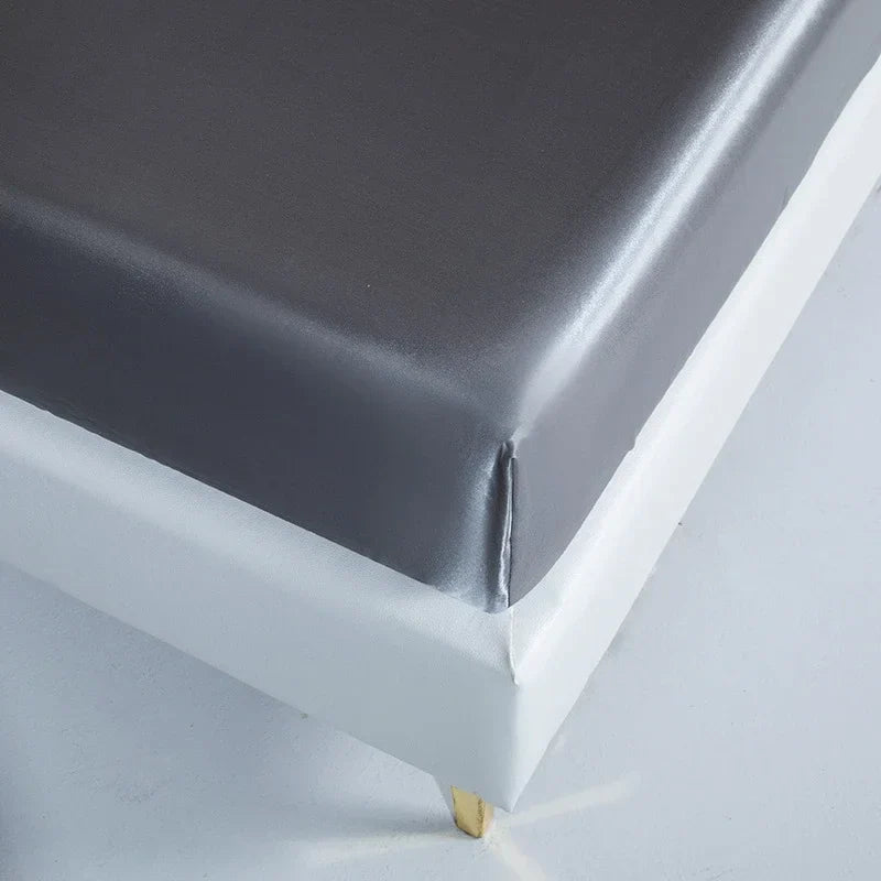 Afralia™ Smooth Satin Fitted Sheet King Size Rayon Bed Sheet 180x200