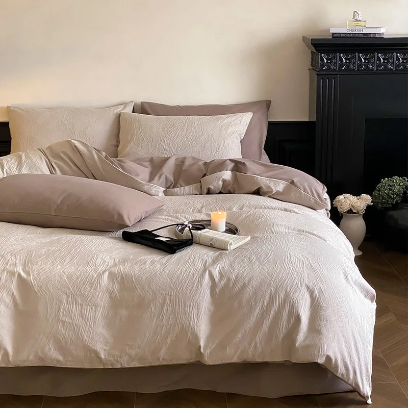 Afralia™ Luxury Jacquard Cotton Duvet Set for Single Bed - Autumn/Winter Brushed Bedclothes