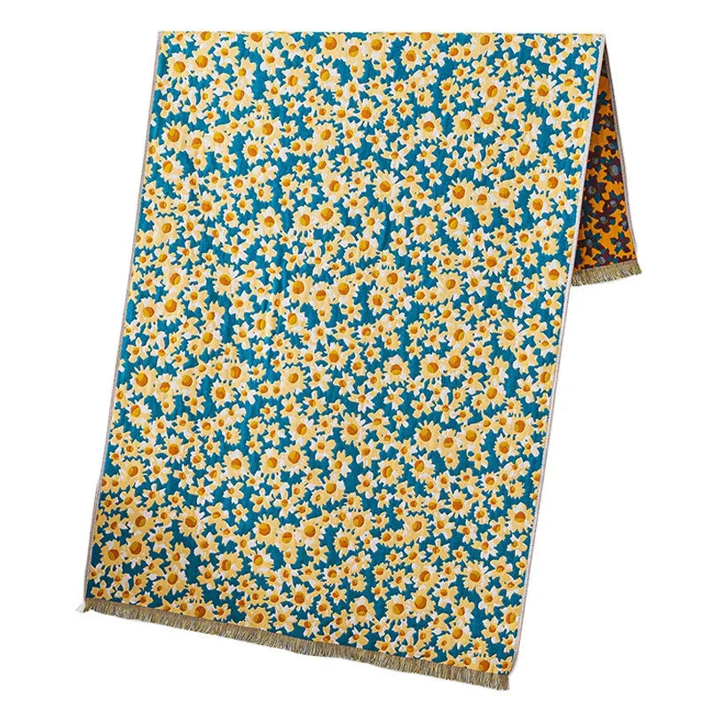 Afralia™ Country Flowers Cotton Bath Towel