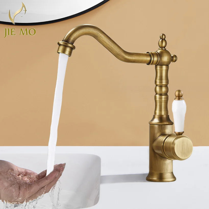 Afralia™ Gold Luxury Kitchen Faucet for Household Sink, Hot and Cold Water Mixer