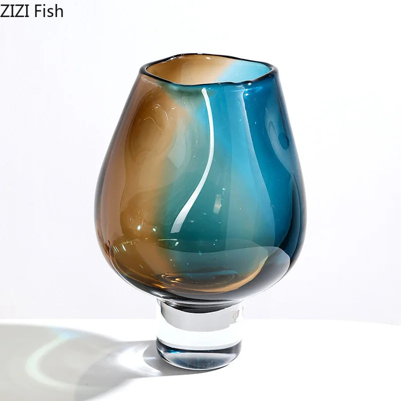 Afralia™ Glass Vase Hydroponics Plant Pots | Colourful Table Decoration Vases