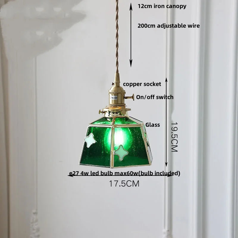 Afralia™ Red Tiffany Glass Knob Switch Pendant Lamp - Nordic Handcrafted LED Hanging Light