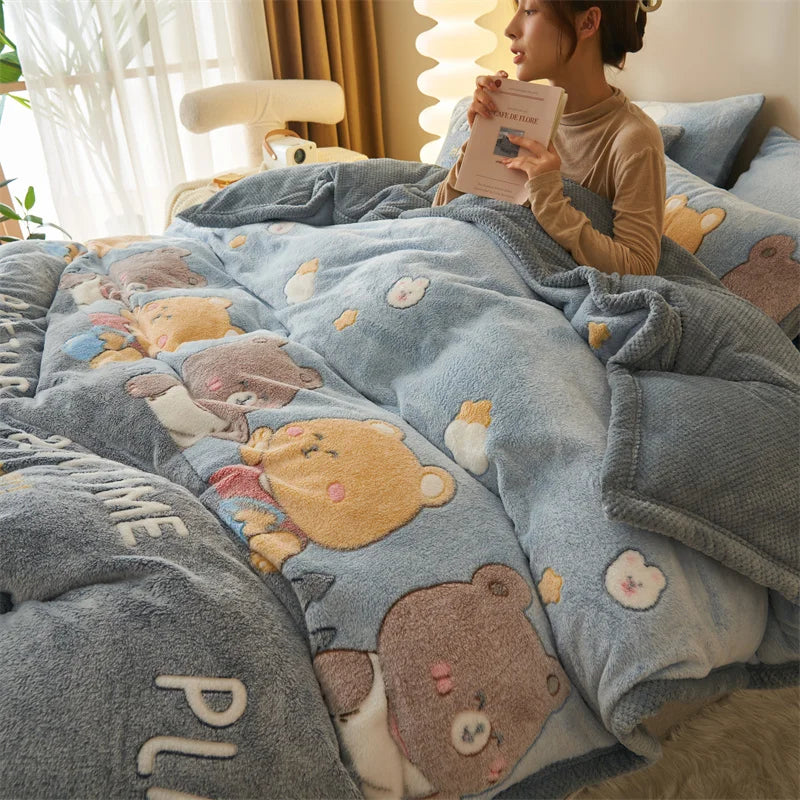 Afralia™ Dual-Layer Winter Velvet Duvet Cover - Soft & Warm Double-Sided Quilt Blanket
