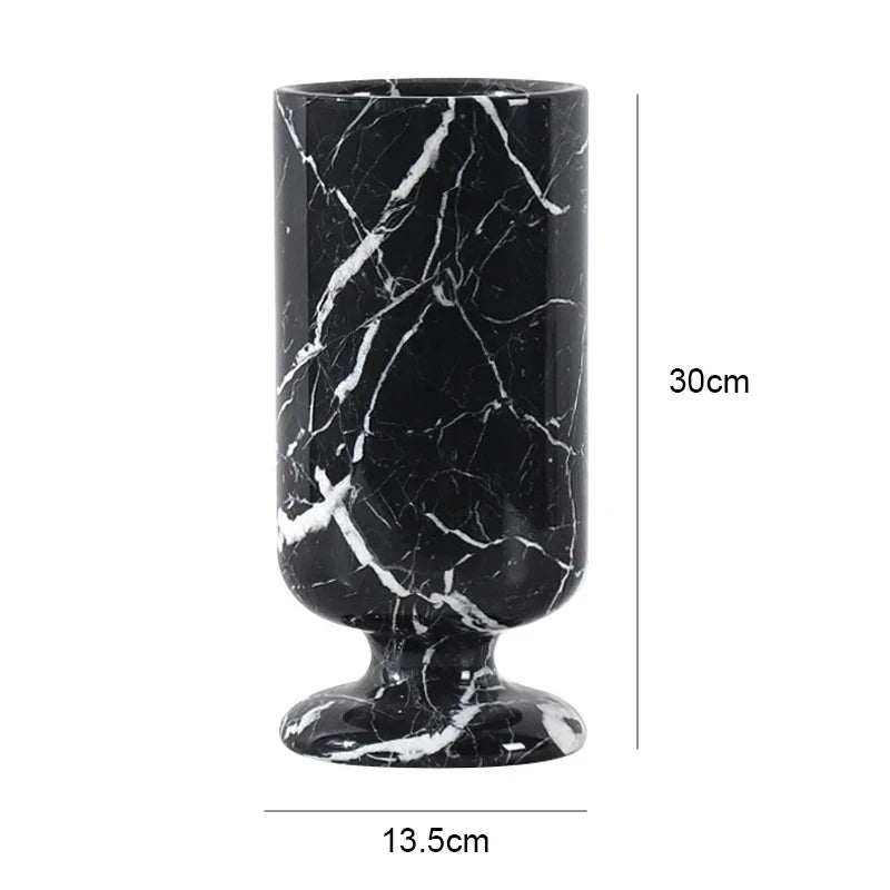 Afralia™ Noir Grand Antique Marble Vase for Modern Home Décor