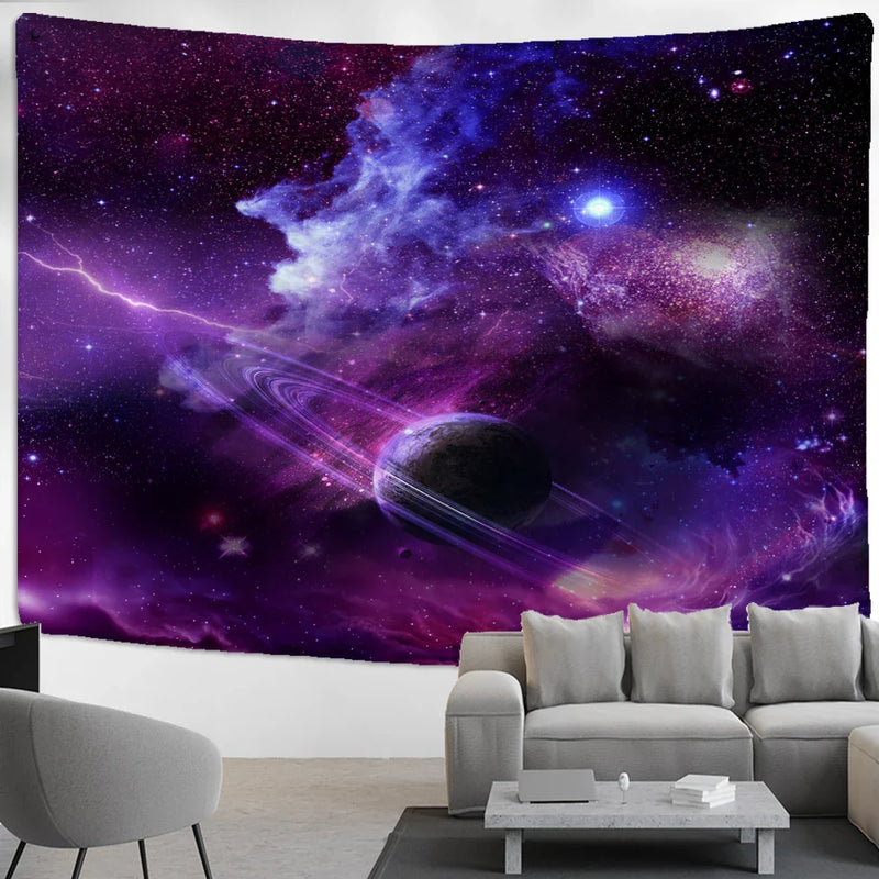 Astro Universe Tapestry Wall Hanging - Psychedelic Hippie Art by Afralia™