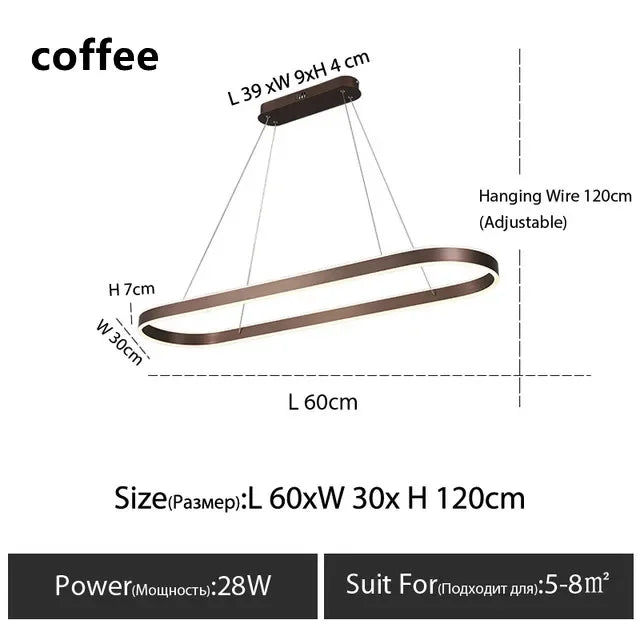 Afralia™ Modern Dimmable Ring Pendant Lamps for Kitchen Office Dining Room Lighting