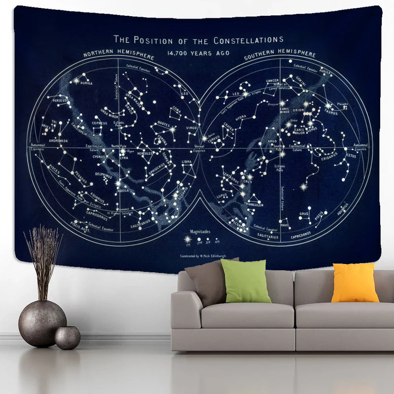 Afralia™ Cosmic Constellation Compass Tapestry: Abstract Psychedelic Witchcraft Wall Hanging