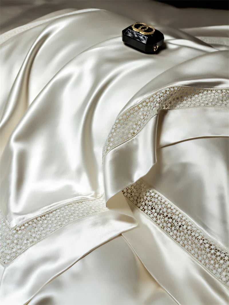 Afralia™ French Hollow Luxury Bedding Set with Lyocell Cotton Duvet Cover, Sheet & Pillowcases