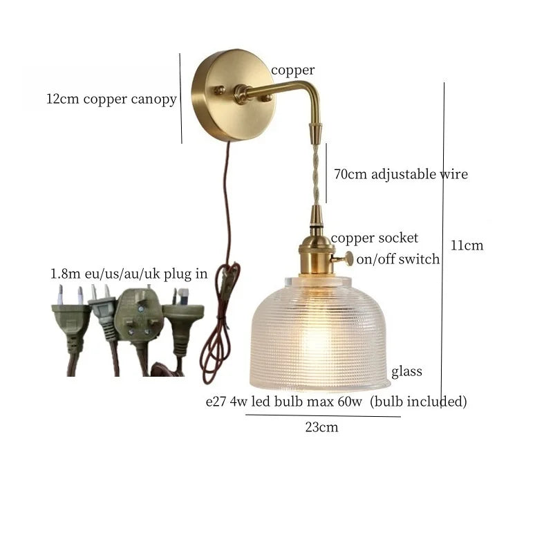 Afralia™ Brass Glass LED Wall Sconce Light for Living Room, Bedroom, Bathroom