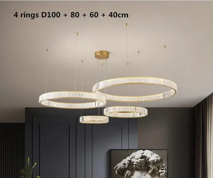 Afralia™ Crystal LED Chandelier: Modern Steel Pendant Lighting for Luxurious Foyer Decor