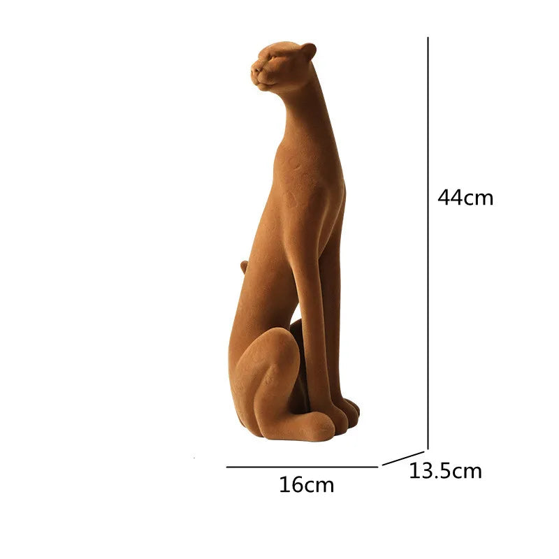 Afralia™ Leopard Flocking Sculpture Cheetah Pendant Home Decor Figurine