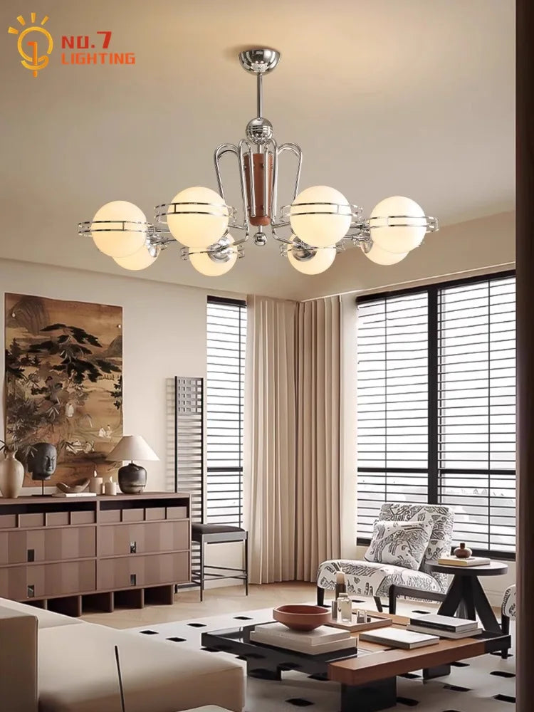 Afralia™ Feather Glass Chandelier LED E27 Retro Iron Art Hanging Lamp