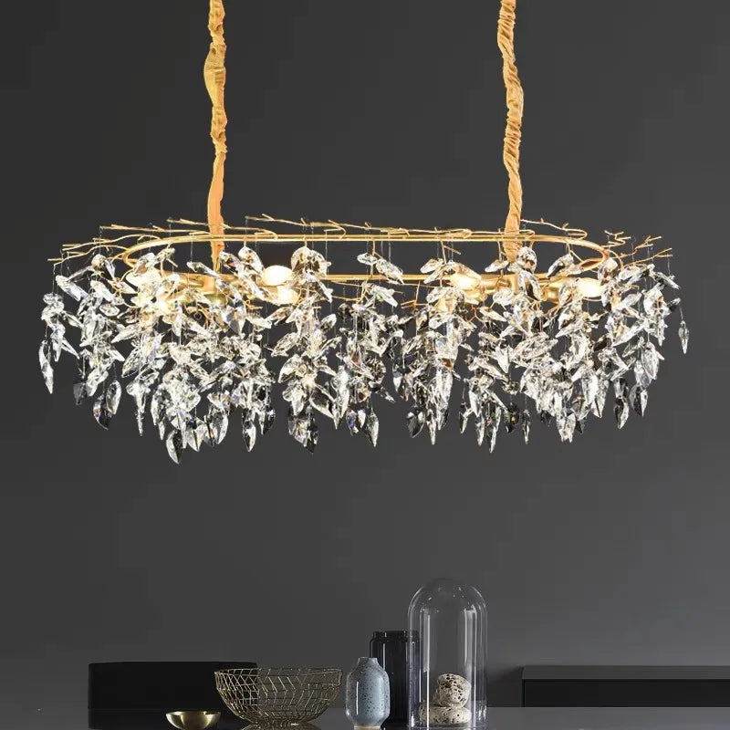 Luxury Crystal LED Chandelier by Afralia™ for Home Decor and Hotel Lighting