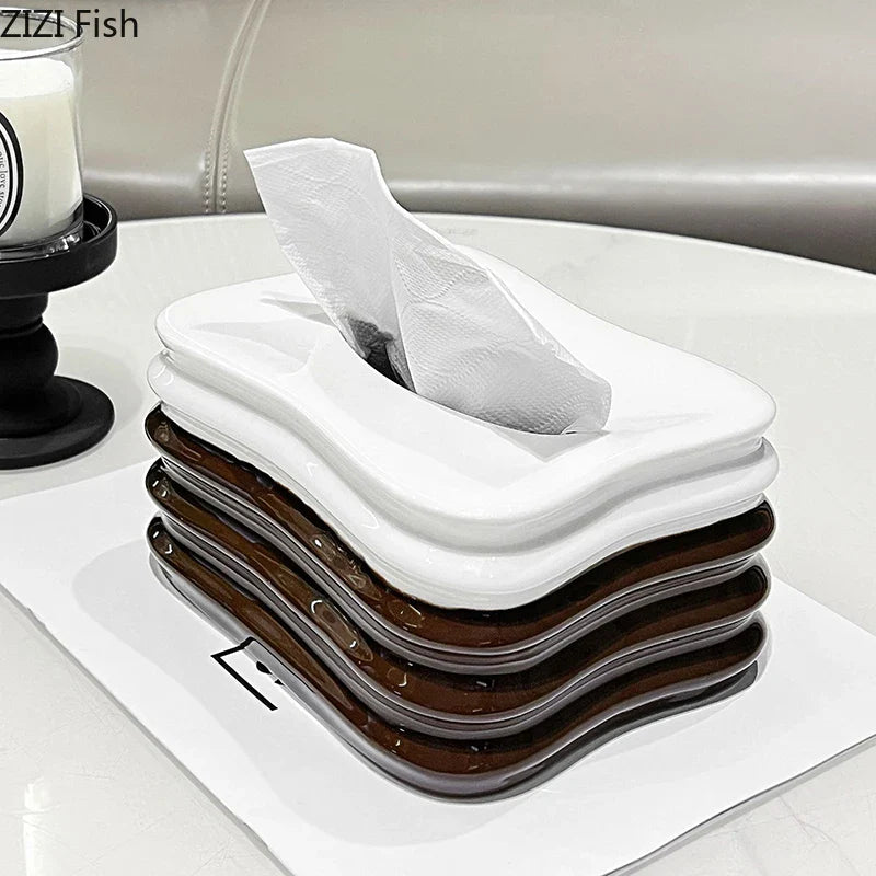 Afralia™ Multi Layer Ceramic Tissue Box - Stylish Desk and Home Decor