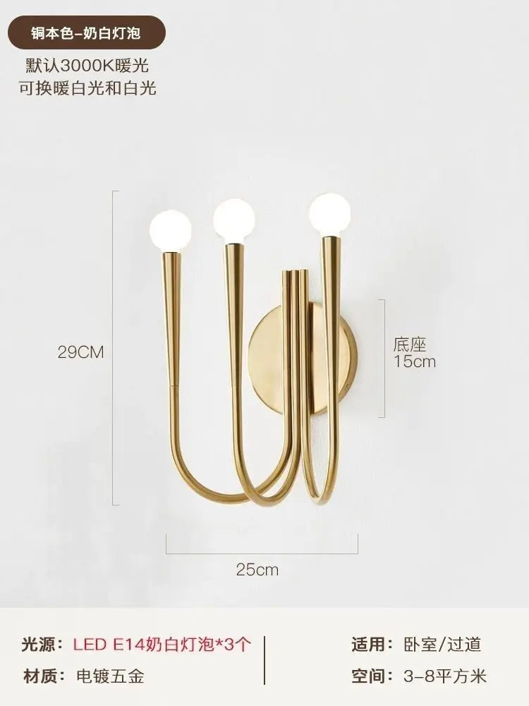 Afralia™ Vintage Copper LED Chandelier Gold Luxury Ceiling Lamp for Kitchen & Living Room