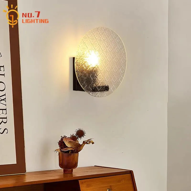 Afralia™ Medieval Walnut/black LED Wall Lamp for Bedroom and Living Room