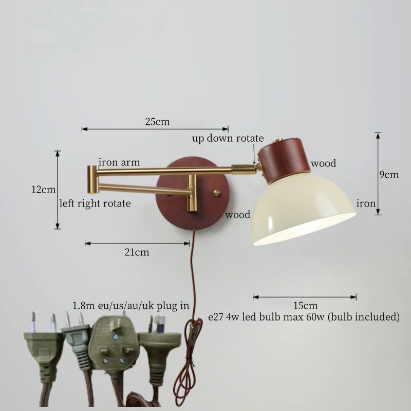 Afralia™ Swing Arm Iron LED Wall Lights, Vintage Style for Living Room, Bathroom, Bedroom