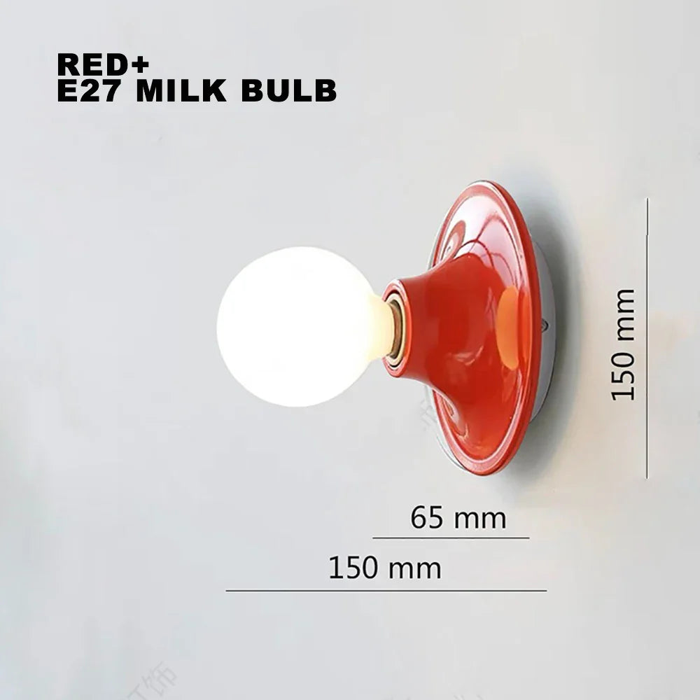 Afralia™ LED Macaron Wall Lamp: Retro Colorful Bedroom Light, E27 Living Room Lighting