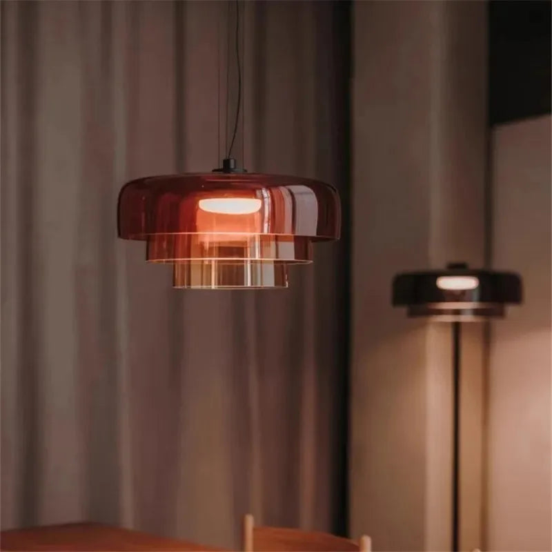 Afralia™ Levels Colorful Glass Pendant Light: Modern LED Chandelier for Dining Room, Bar, and Living Room