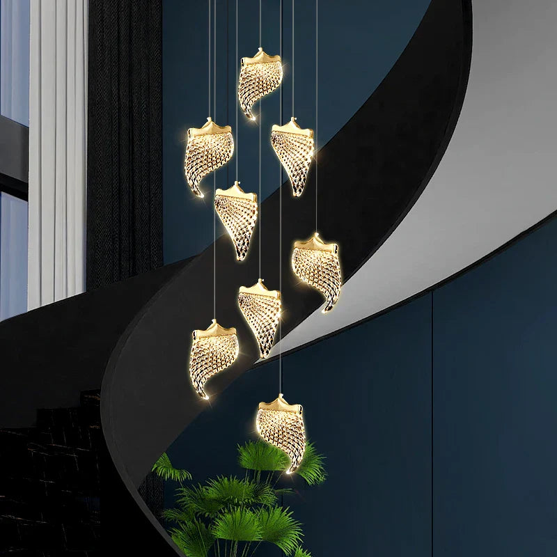 Afralia™ LED Staircase Chandelier: Modern Loft Lighting Fixture for Living & Dining Room