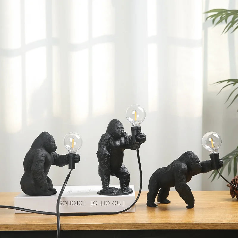 Afralia™ Gorilla Night Light Indoor Decor Resin Small Lamp