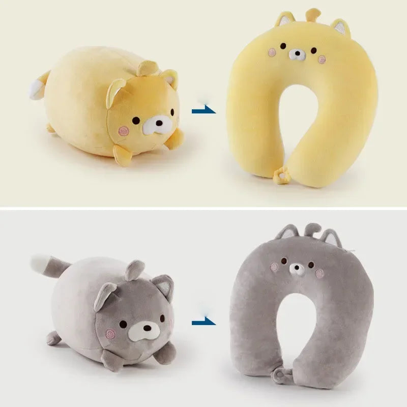 Afralia™ Cute Plush Animal Neck Pillow for Comfortable Travel & Office Rest