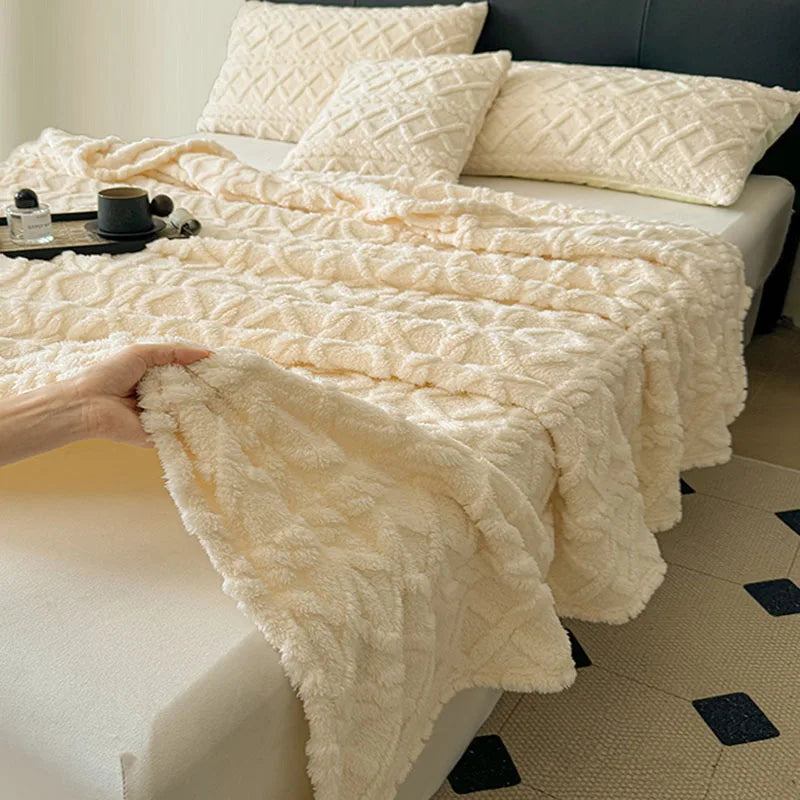 Afralia™ Taffeta Velvet Jacquard Plush Blanket: Soft, Fluffy, Colorfast Sofa Cover for Winter