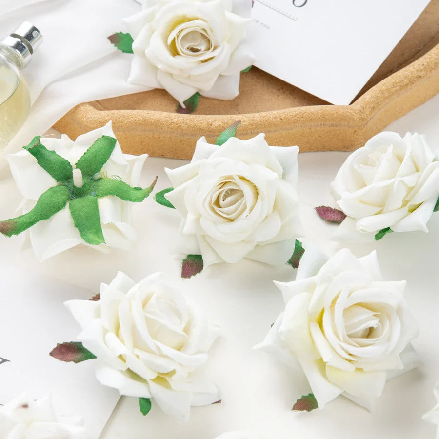 Afralia™ Red Flannel Curled Roses - Pack of 100 Artificial Flowers for Scrapbook and Decor