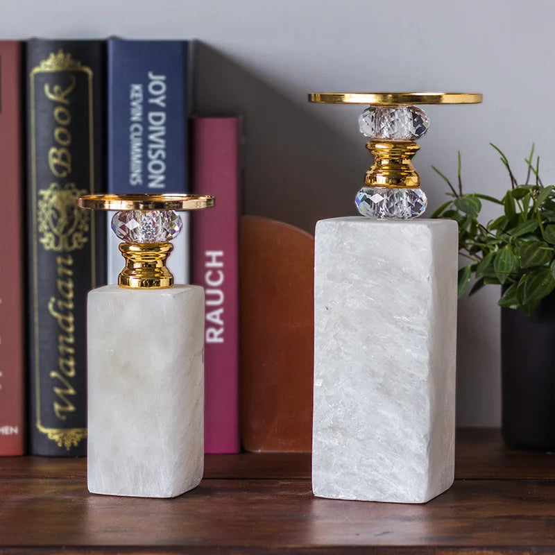 Afralia™ Gold Marble Candle Holder Candelabrum Wedding Decor Desktop Accessories