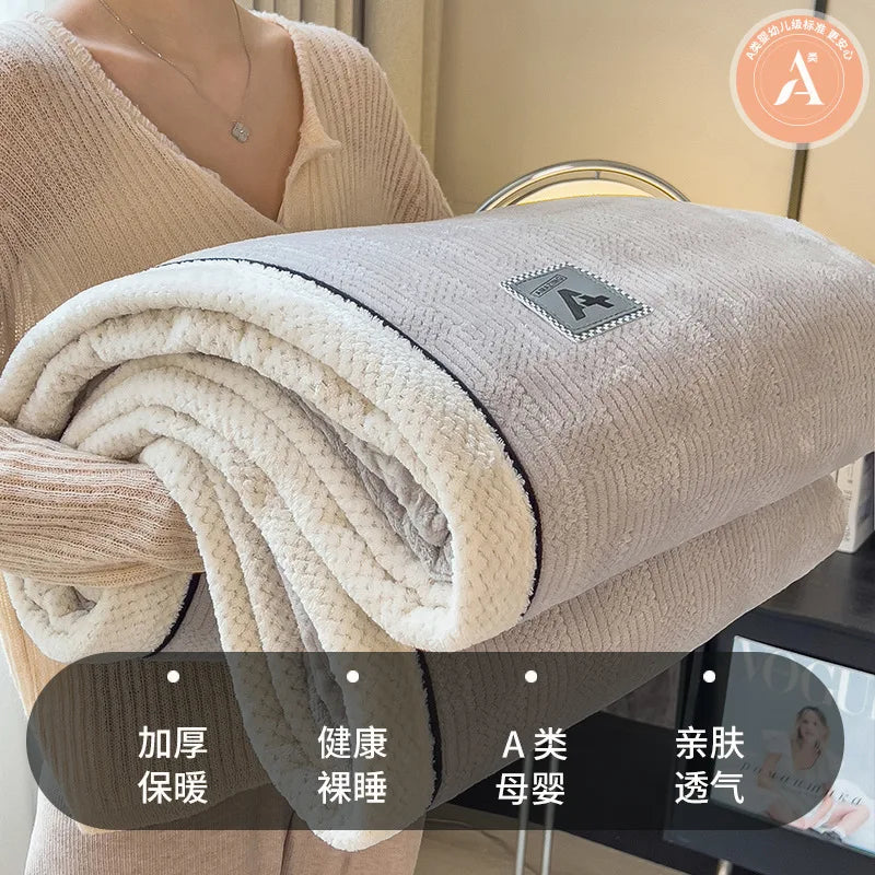 Afralia™ Light Luxury Velvet Plush Cotton Blanket