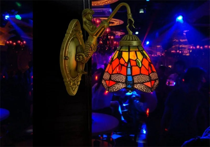 Afralia™ Nordic Tiffany Glass Wall Lamp for Bedroom and Corridor