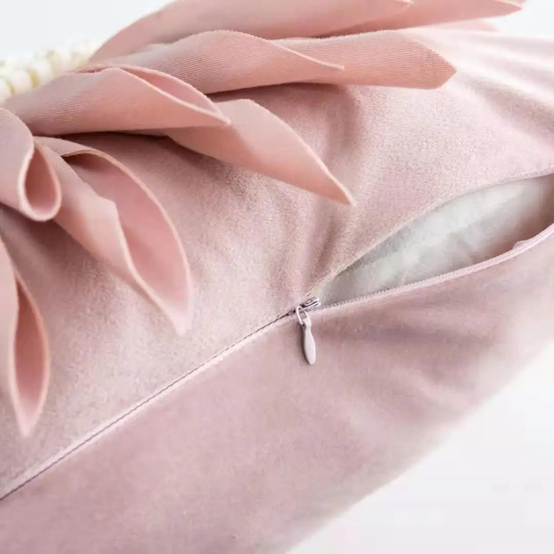 Afralia™ Modern Pink White Velvet Chrysanthemum Throw Pillow 3D Design 45*45cm