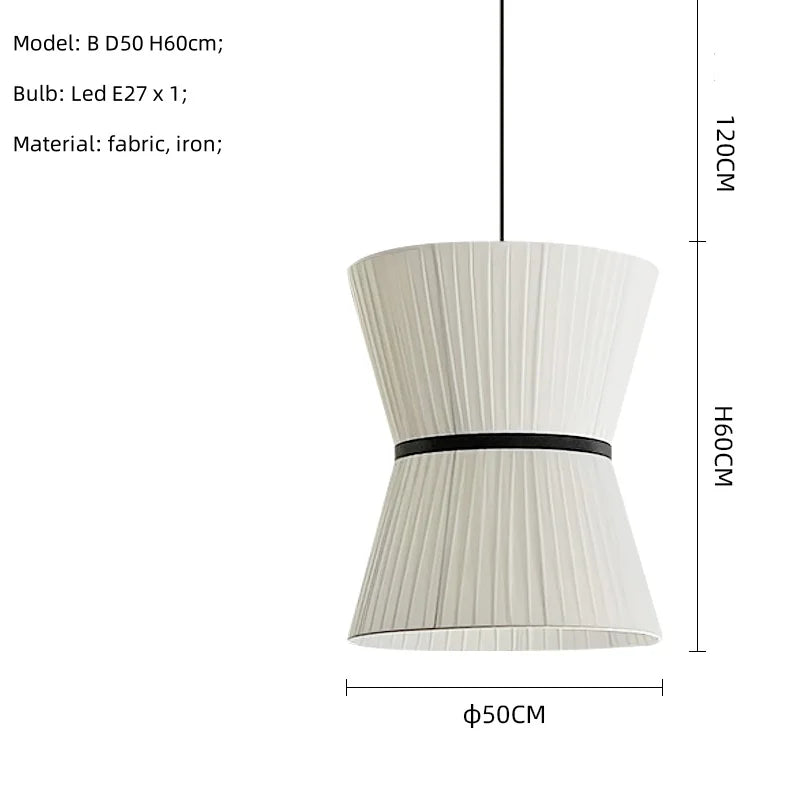 Afralia™ White Fabric LED Pendant Chandelier, Minimalist Living Room Ceiling Light