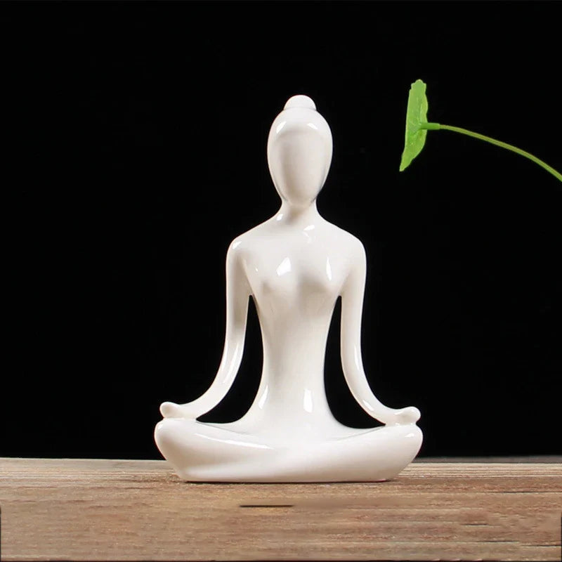 Afralia™ Abstract Yoga Figure Porcelain Statue Home Decor Sculpture