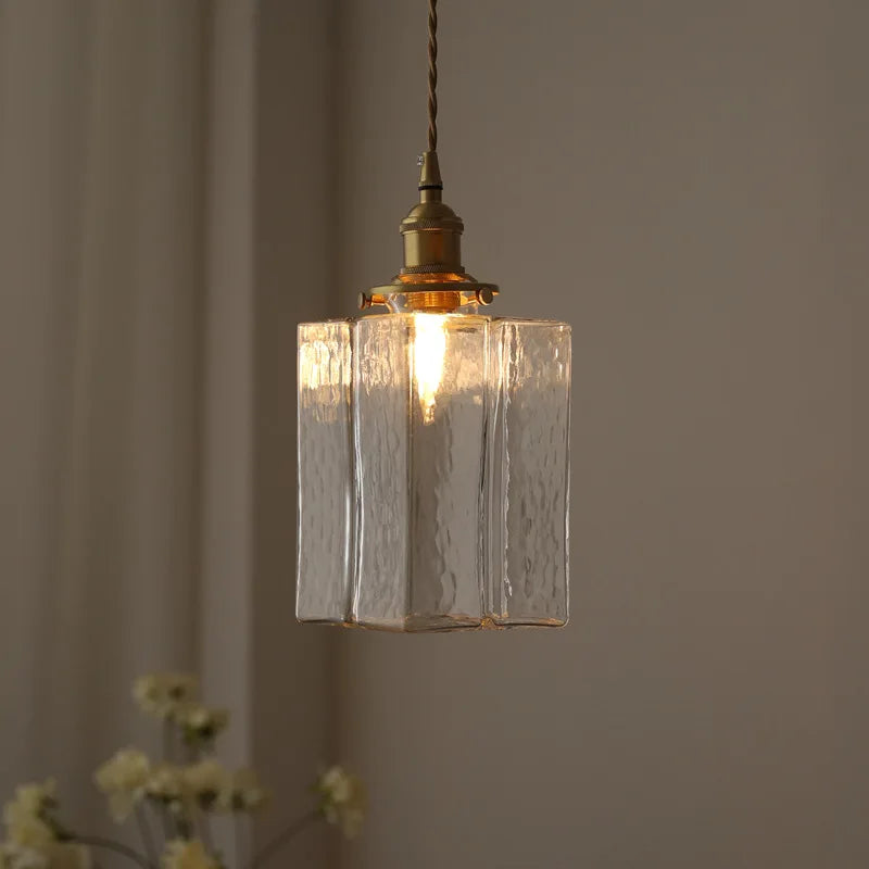 Afralia™ Glass LED Pendant Lights, Japanese Style Copper Home Lighting Maximized with Knob Switch