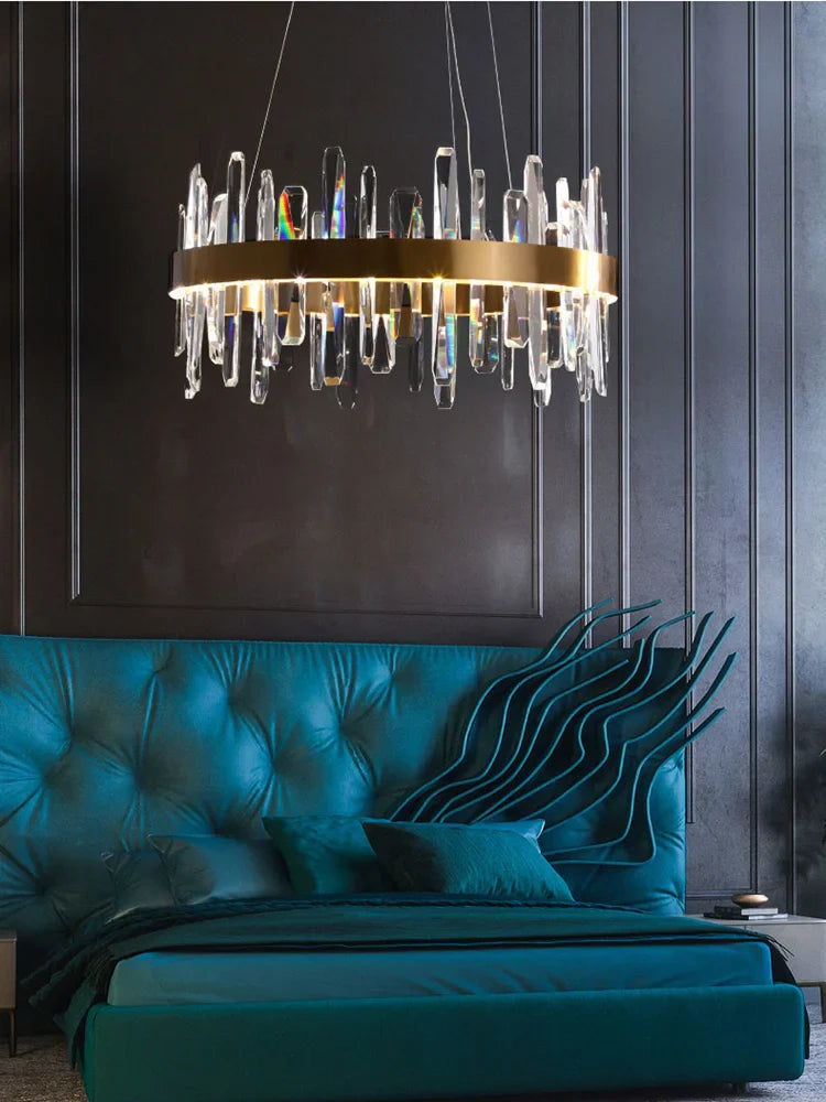 Afralia™ K9 Luxury Pendant Chandelier: Elegant Indoor LED Lighting for Kitchen, Living Room & Bedroom.