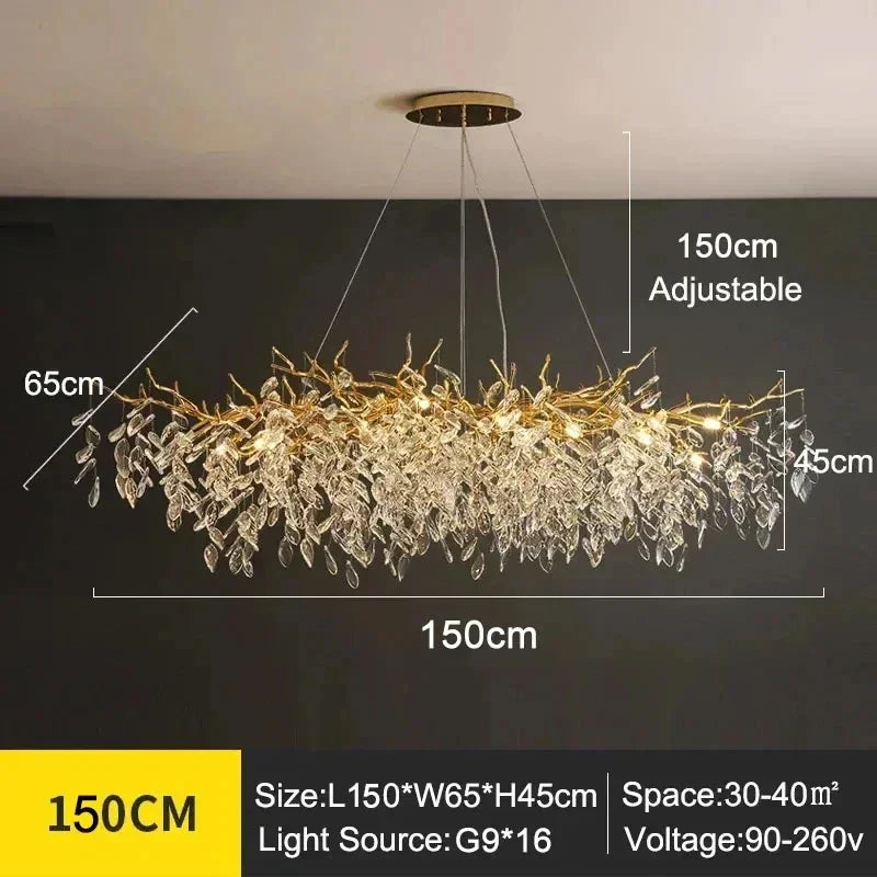 Afralia™ Crystal Branches Ceiling Chandelier LED Pendant Lights for Living Dining Bedroom