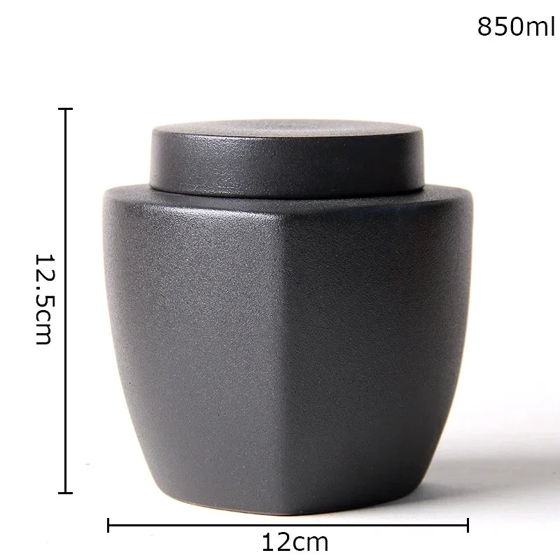 Afralia™ Ceramic Tea Canister Sealed Storage Jars - Geometric Design