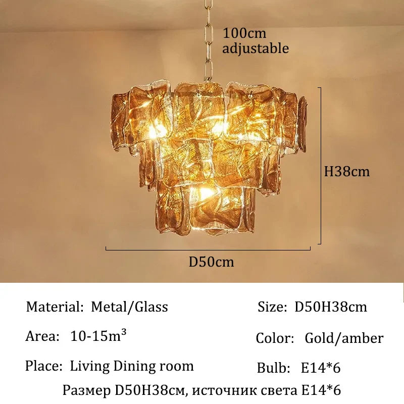 Afralia™ Murano Glass Chandelier Light Modern Living Dining Room Ceiling Lamps
