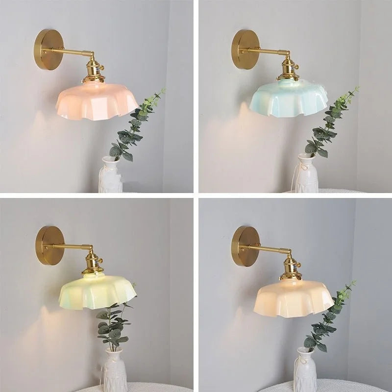 Afralia™ Nordic Copper Glass Wall Sconce LED Light Fixture for Dining Living Room