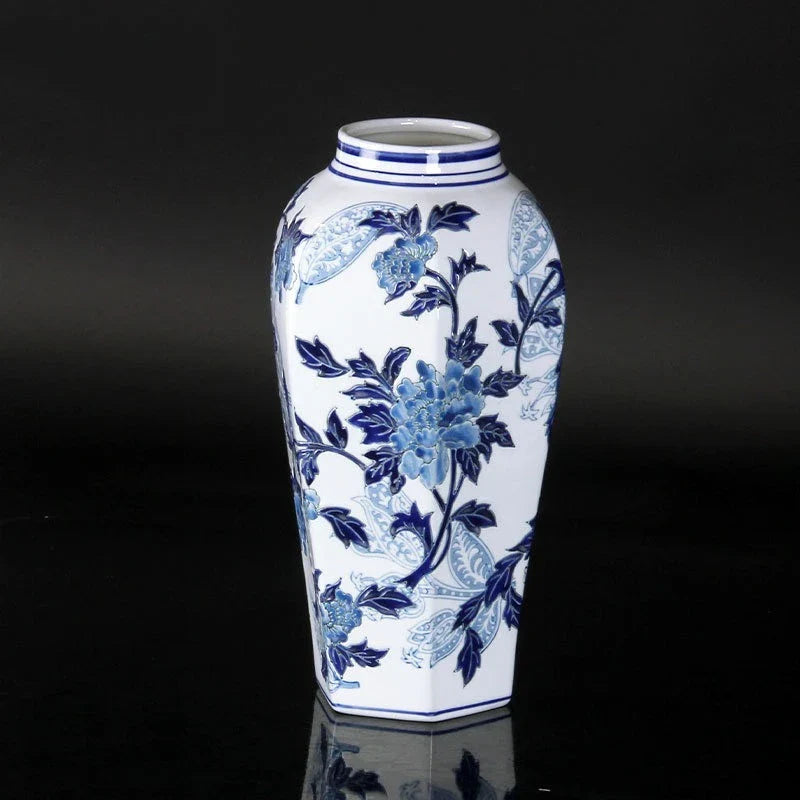 Afralia™ Blue & White Porcelain Ceramic Vase Vintage Ginger Jar Home Decor