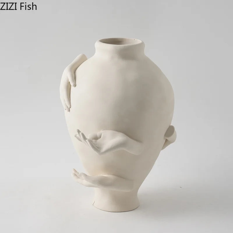 Afralia™ Abstract Art Ceramic Vase for Desk Decoration and Room Aesthetic