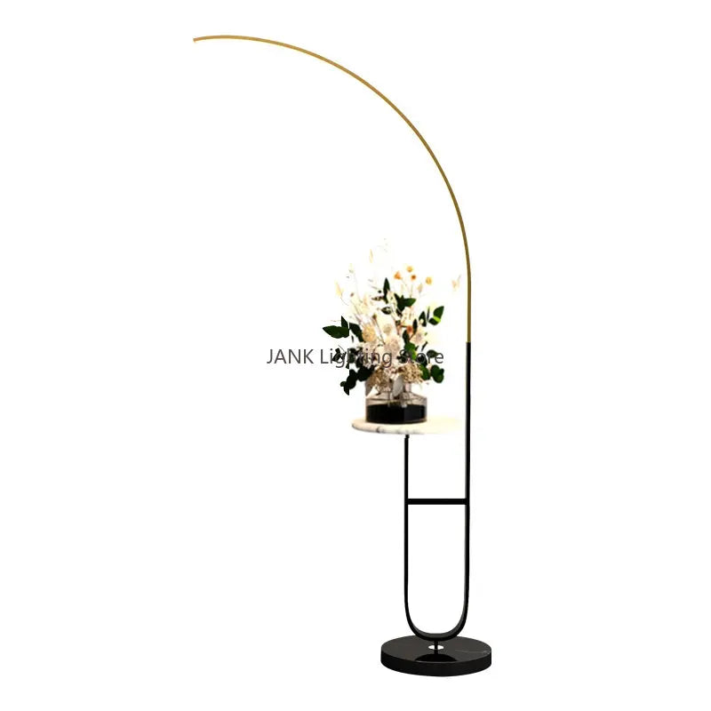 Afralia™ Marble Tray Floor Lamp: Curved Design, LED Lighting, Eye Protection, Home Decor