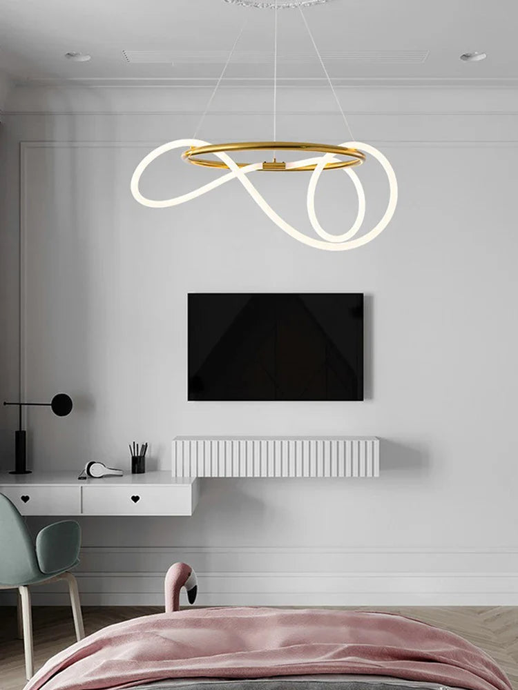 Afralia™ Long Gold Black Pendant Light, Dimmable LED for Dining Living Room Kitchen.